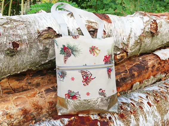 Luxurise weihnachtliche Tasche aus beschichtete Baumwolle als Bastelidee
